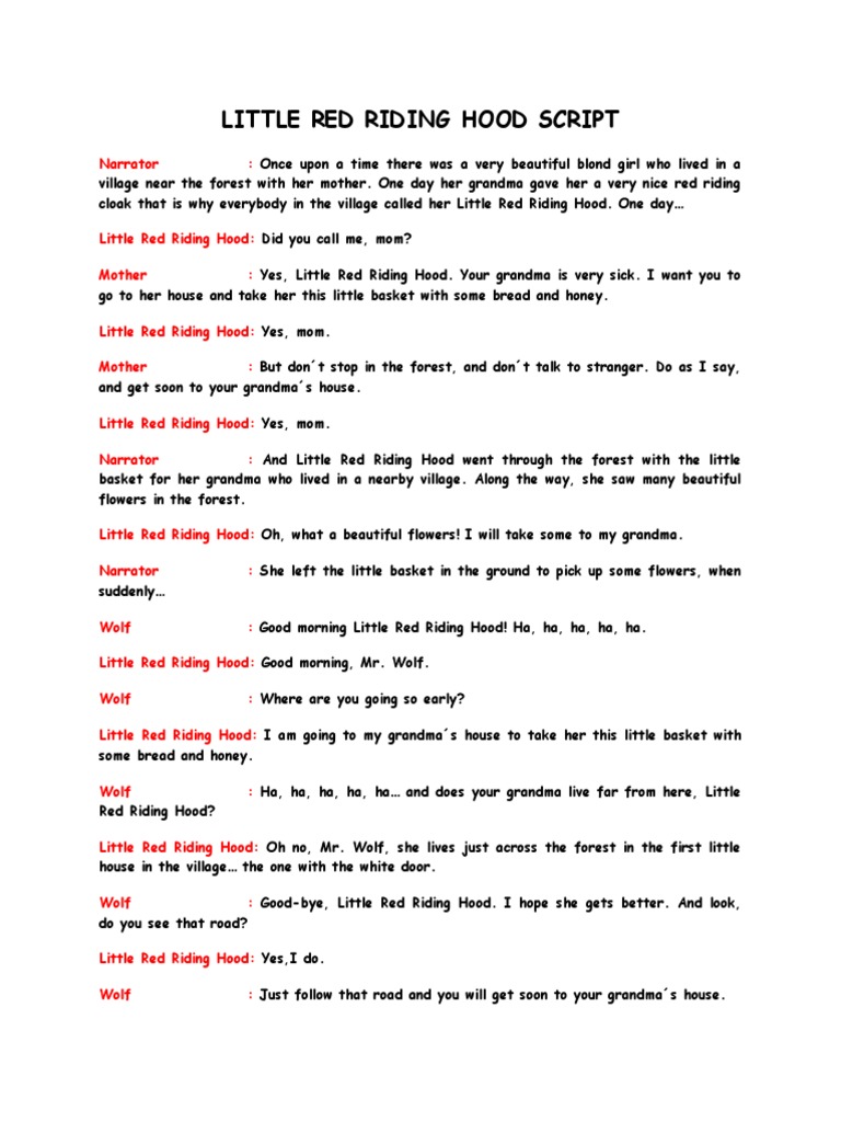 Little Red Riding Hood Script Pdf