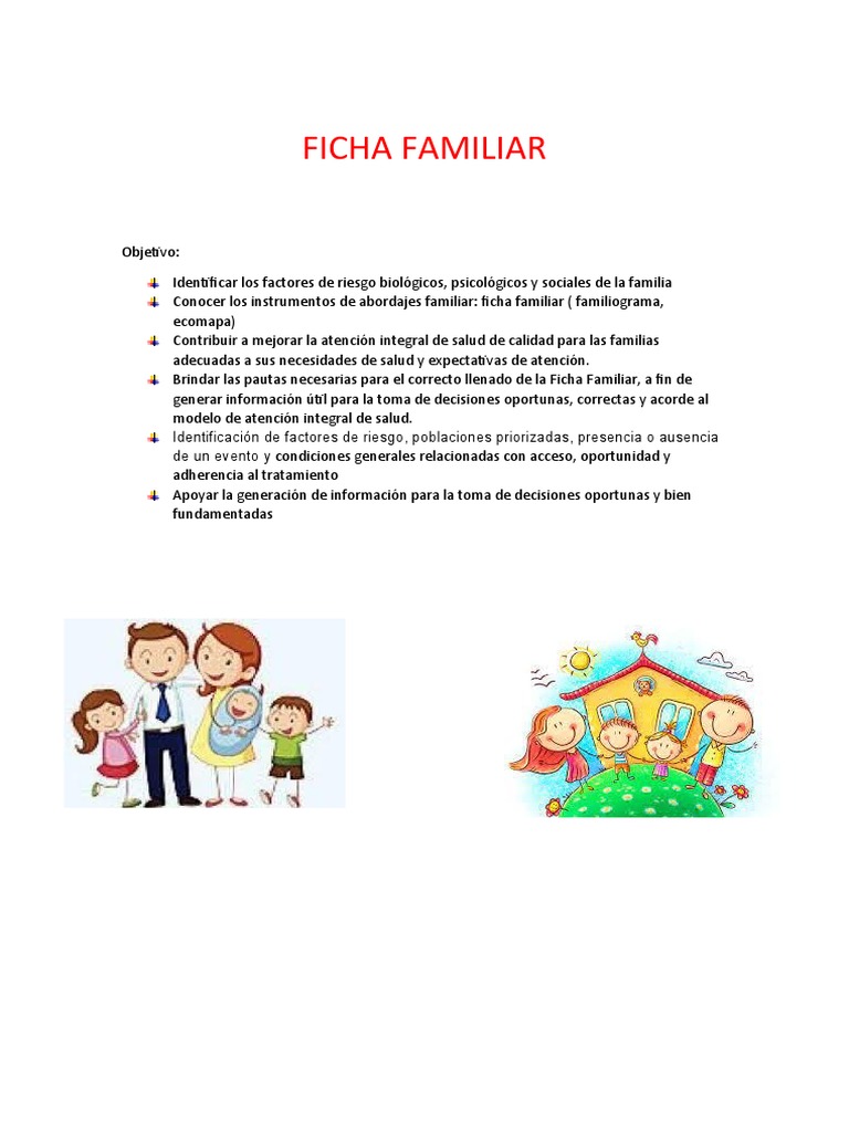 Llenado y Objetivos de la Ficha Familiar | PDF