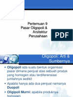 Pertemuan 9 Pasar Oligopoli Arsitektur Perusahaan