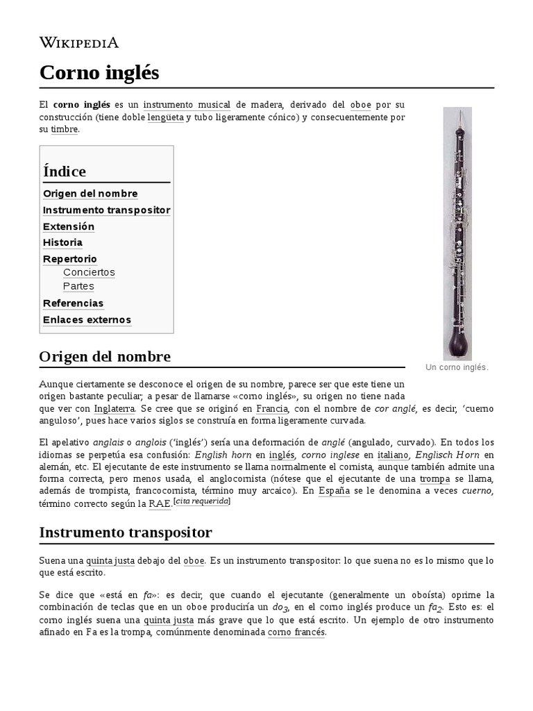 Corno Inglés | PDF | Cor Anglais | Instrumentos musicales