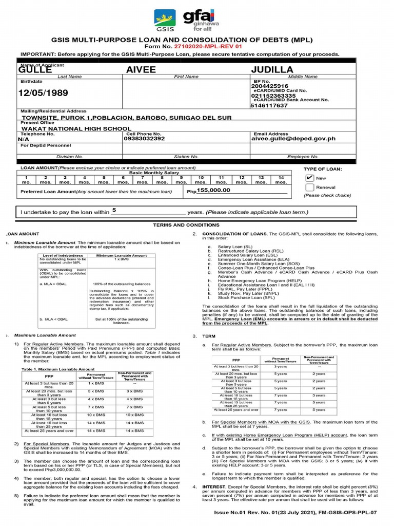 Forms Multi Purpose Loan v3 Fillable PDF