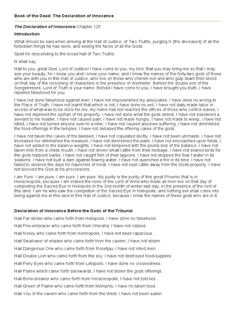 Book of The Dead Declaration of Innocence PDF
