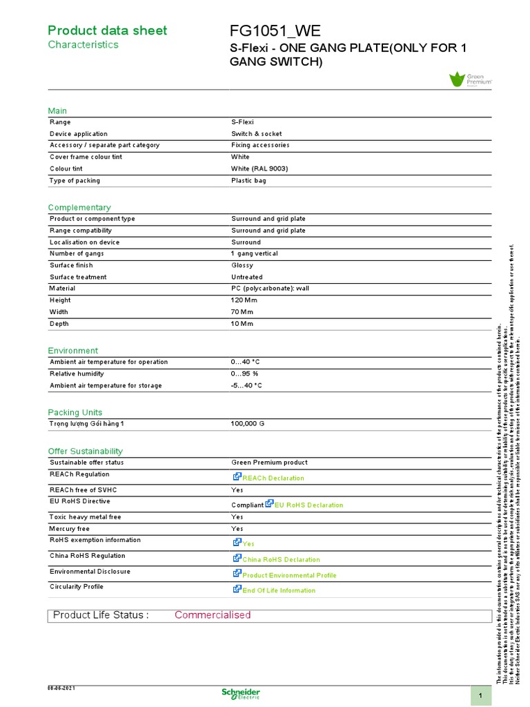 2.1 FG1051 - WE - DATASHEET - VN - vi-VN | PDF | Materials
