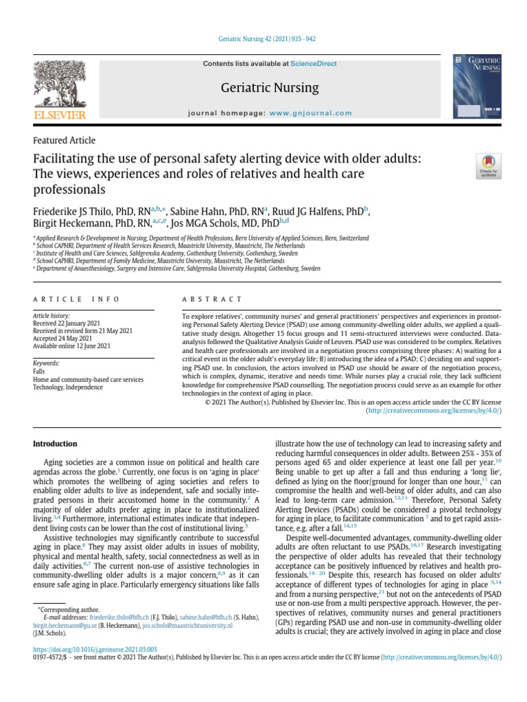 Facilitating The Use of Personal Safety Alerting Device With Older