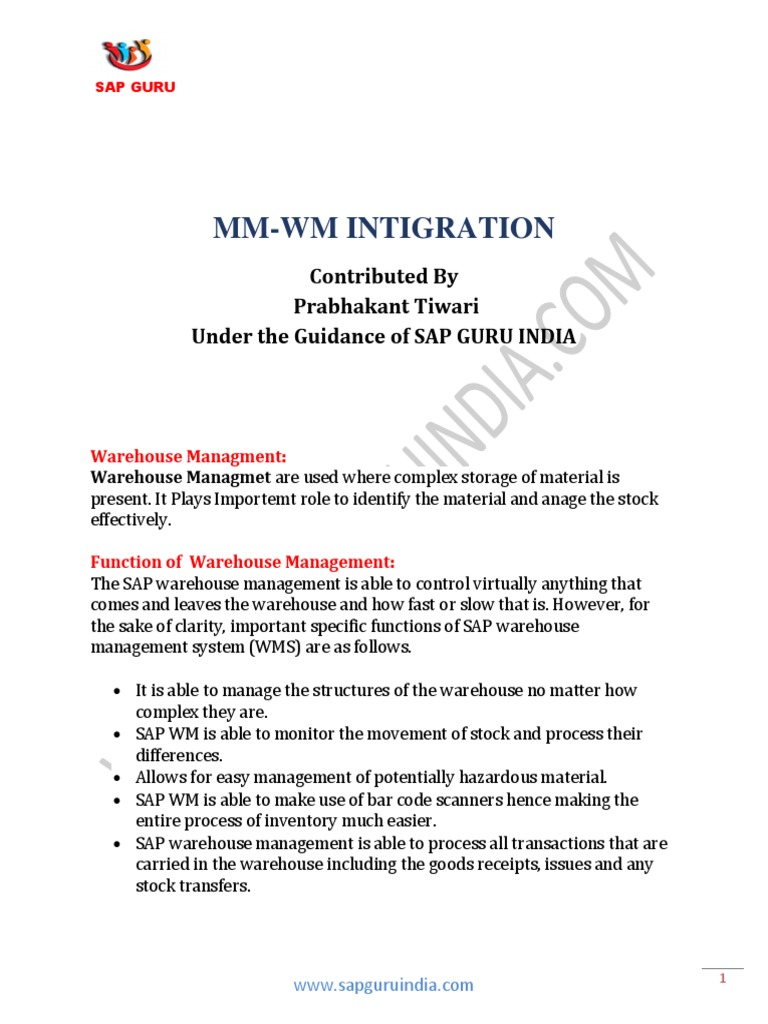 SAP WM Basic Configuration | PDF | Warehouse | Inventory