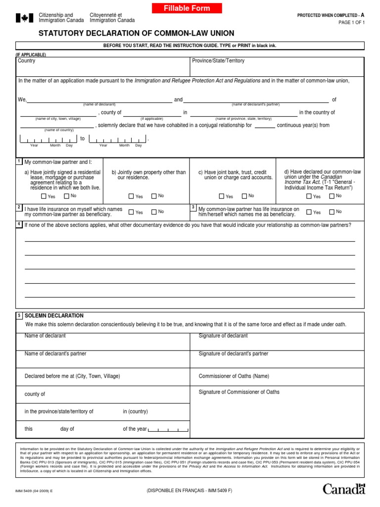 Statutory Declaration of Common-Law Union | PDF | Notary Public ...