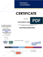 ISO 22 Certificate MOHAMMAD AKRAM OBEIDAT