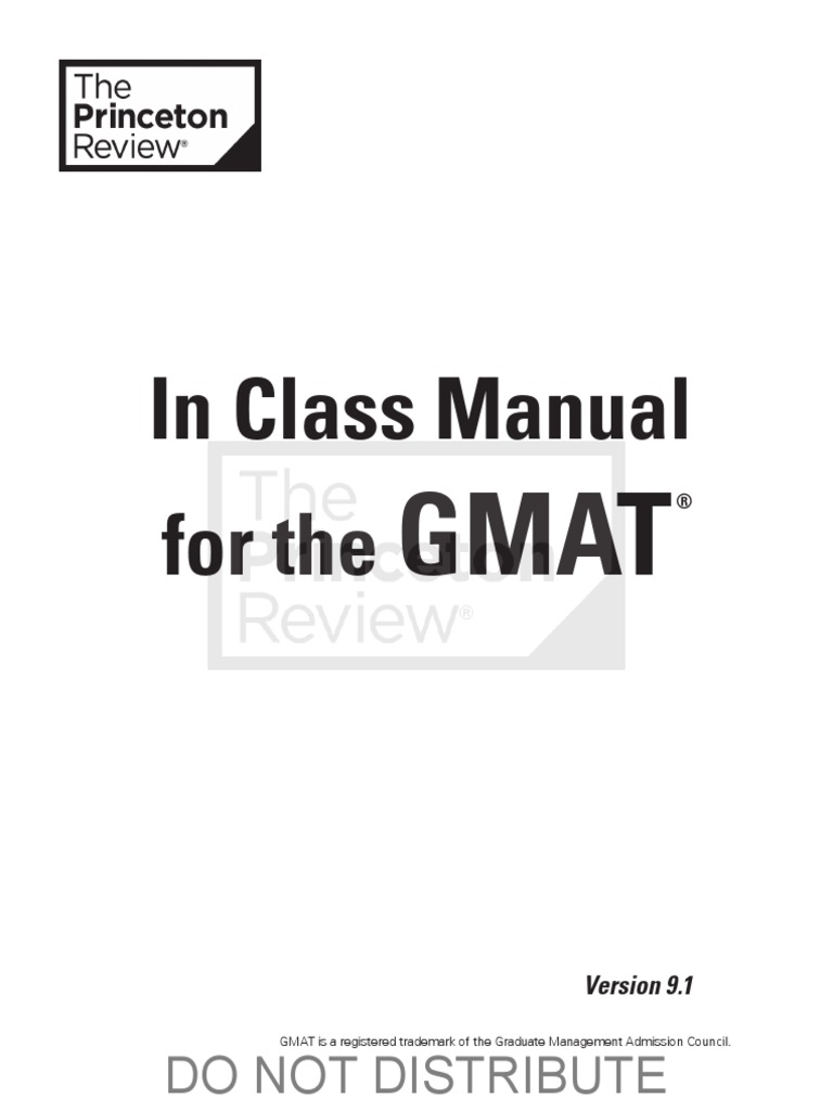 07-0146 In Class Manual GMAT V9.1 | PDF | Graduate Management.