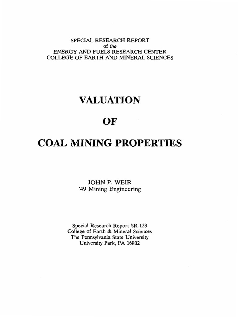 Valuation of Coal Mining Properties | PDF | Valuation (Finance ...