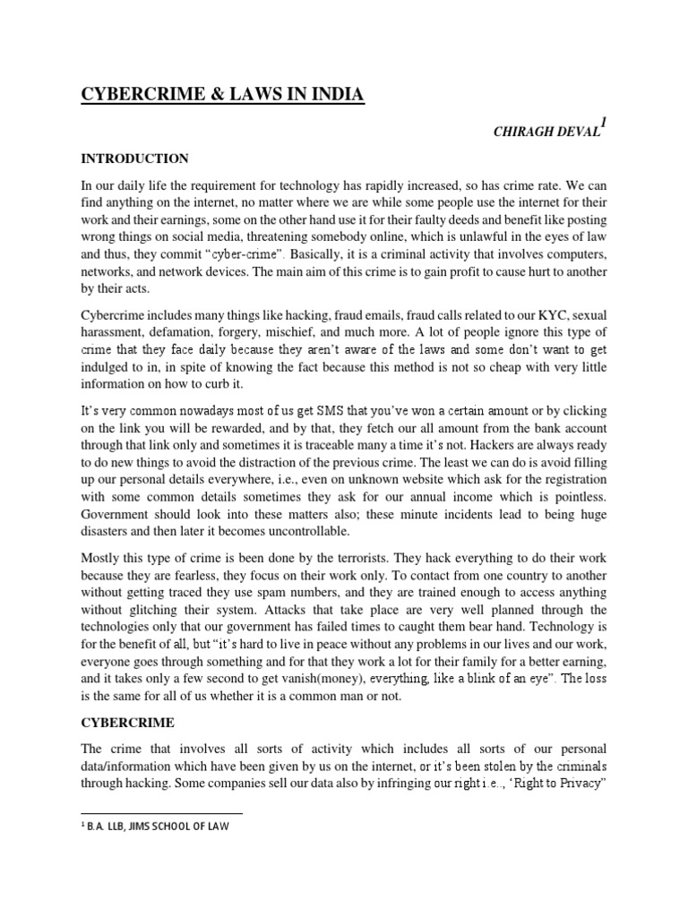Cybercrime and Laws in India | PDF | Cybercrime | Security Hacker