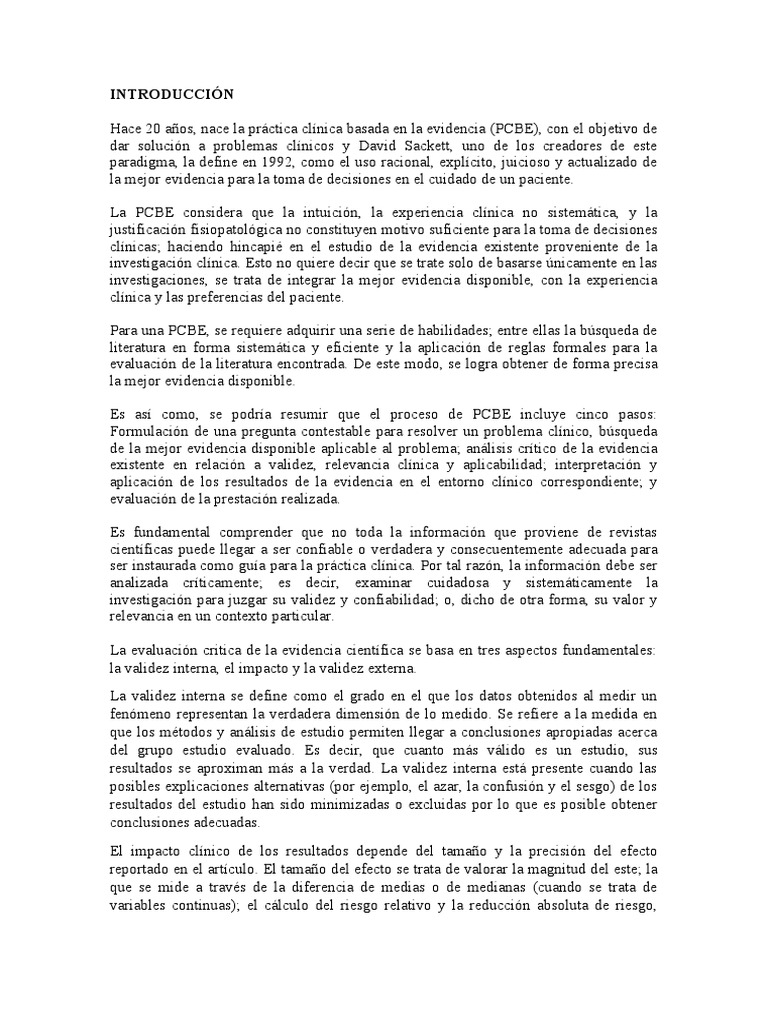 Práctica Clínica Basada en la Evidencia | PDF | Evidencia | Validez ...
