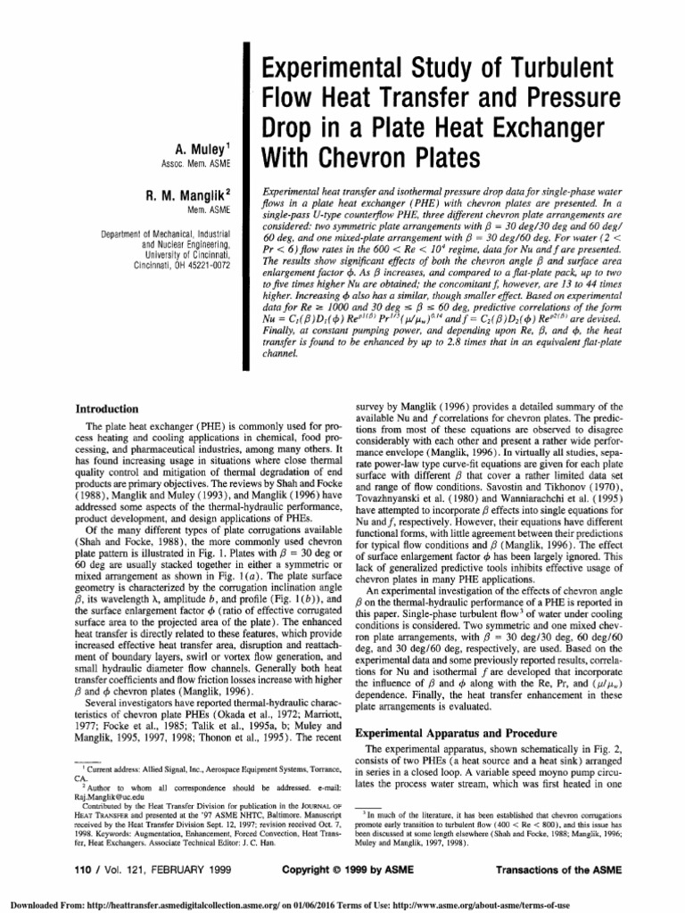 Experimental Study of Turbulent Flow Heat Transfer and Pressure Drop in ...