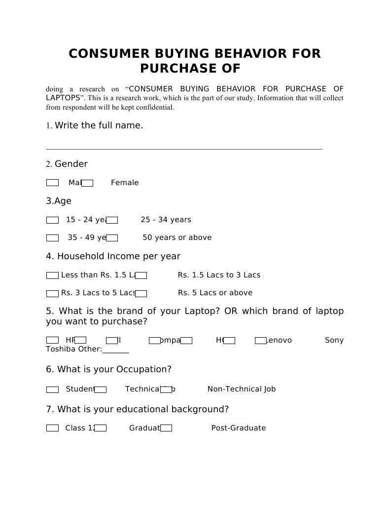 Consumer Buying Behavior For Purchase of | PDF | Business