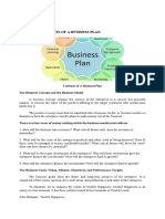 Contents of A Business Plan The Business Concept and The Business Model