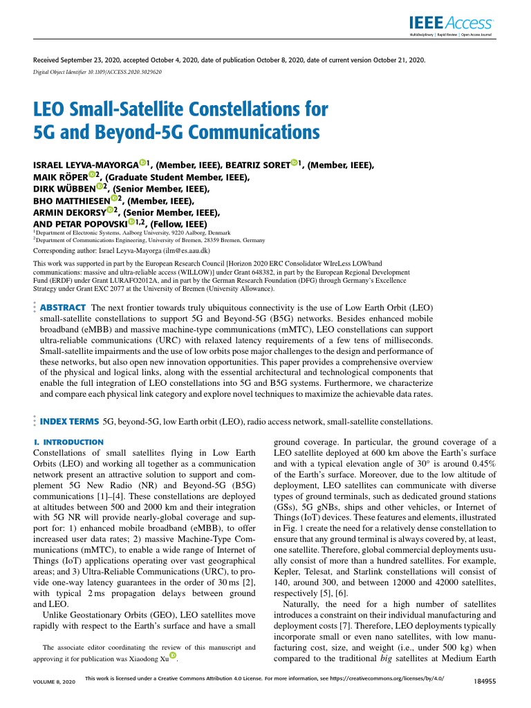LEO Satellites for 5G and Beyond Communication | PDF | Communications ...