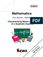 Mathematics: Characterizing Nature of Roots of A Quadratic Equation
