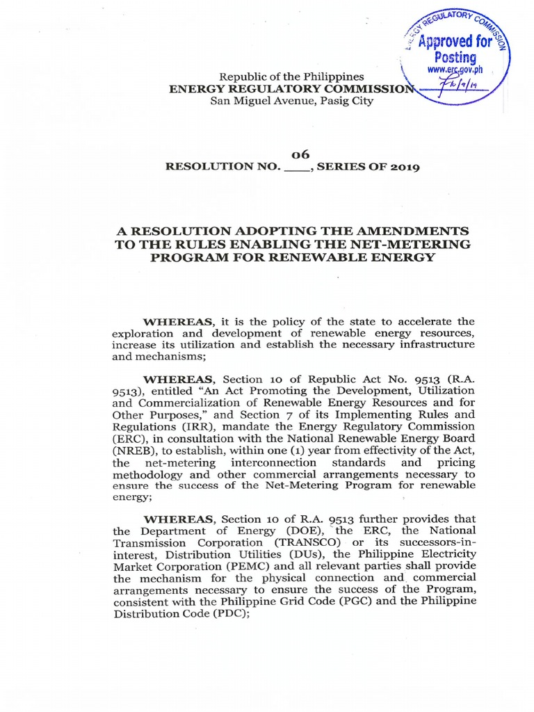 Resolution+No +06,+Series+of+2019+Amendments+of+Net+Metering | PDF