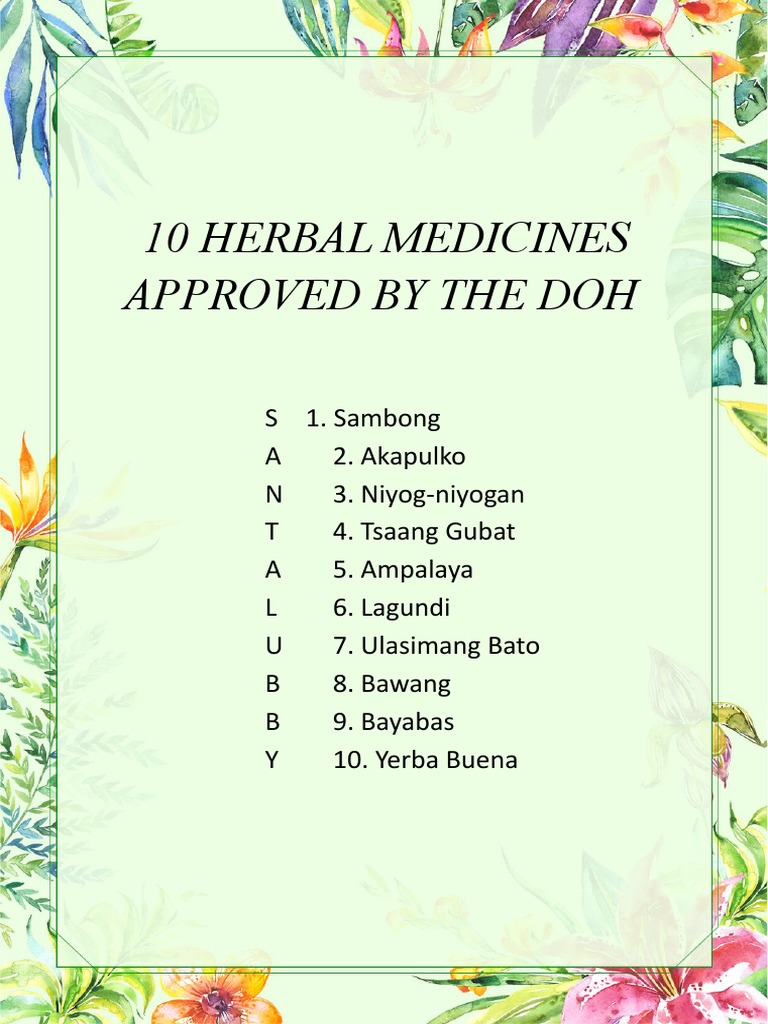 10 Herbal Medicines Approved by The Doh PDF Botany Plants