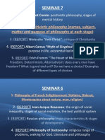 Seminar 7: 2. Stages of Positivistic Philosophy (Names, Subject-Matter and Purpose of Philosophy at Each Stage)