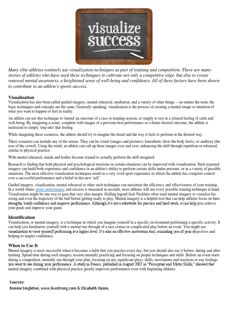 Visualize Success | PDF | Mental Image | Behavioural Sciences