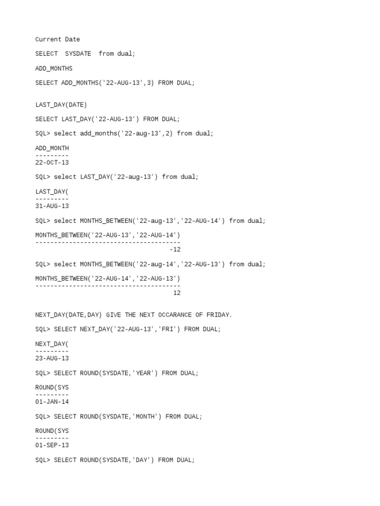 Date Functions | PDF | Teaching Methods & Materials | Computers