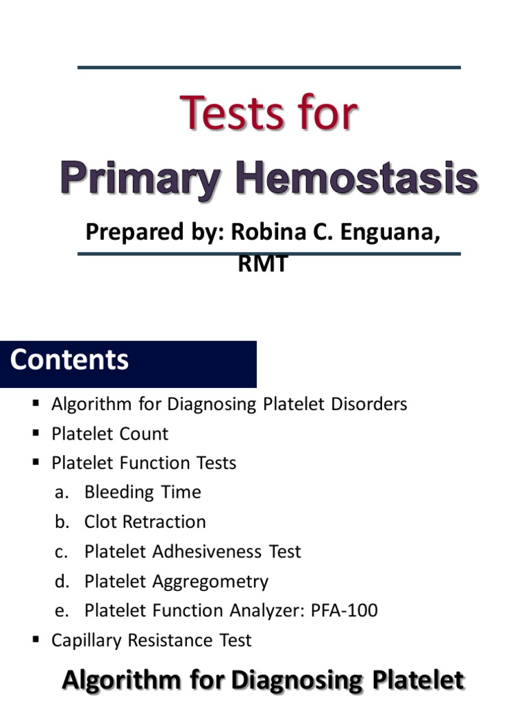 Primary Hemostasis Testing Methods | PDF | Platelet | Coagulation