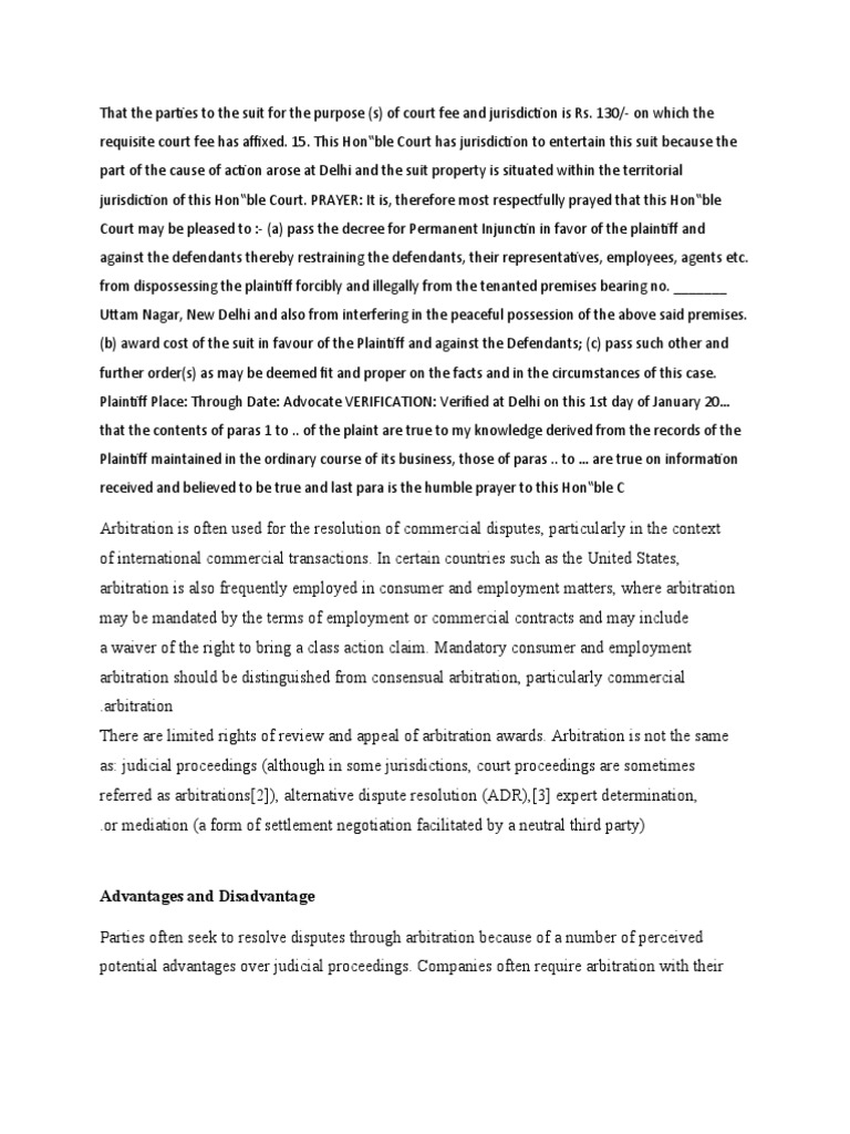 Advantages and Disadvantage PDF Arbitration Alternative Dispute