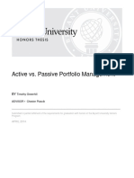 Active vs. Passive Portfolio Management: Timothy Greenhill ADVISOR - Chester Piascik