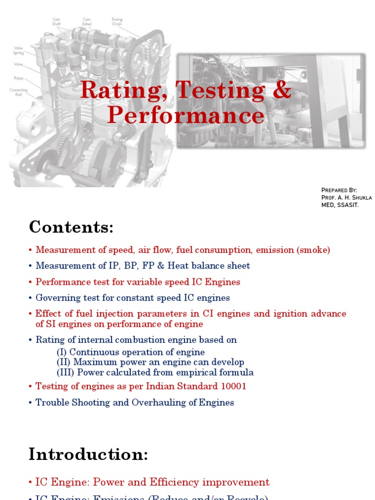 IC Engine Performance & Testing PDF Engines Internal Combustion