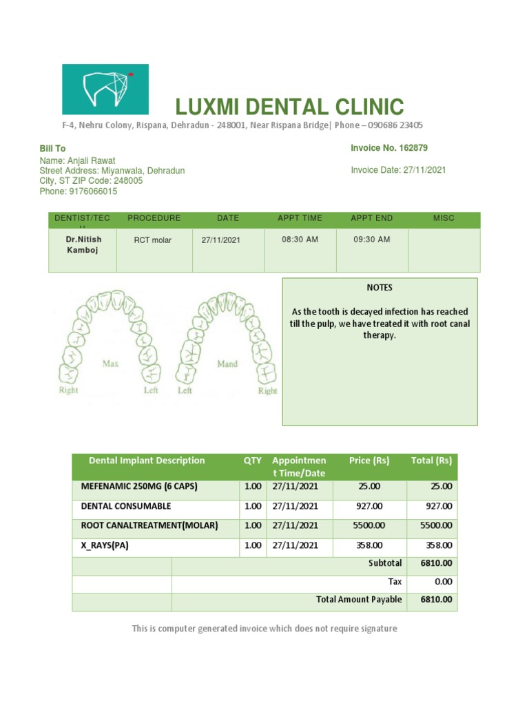 Dental Implant Invoice Anjali PDF
