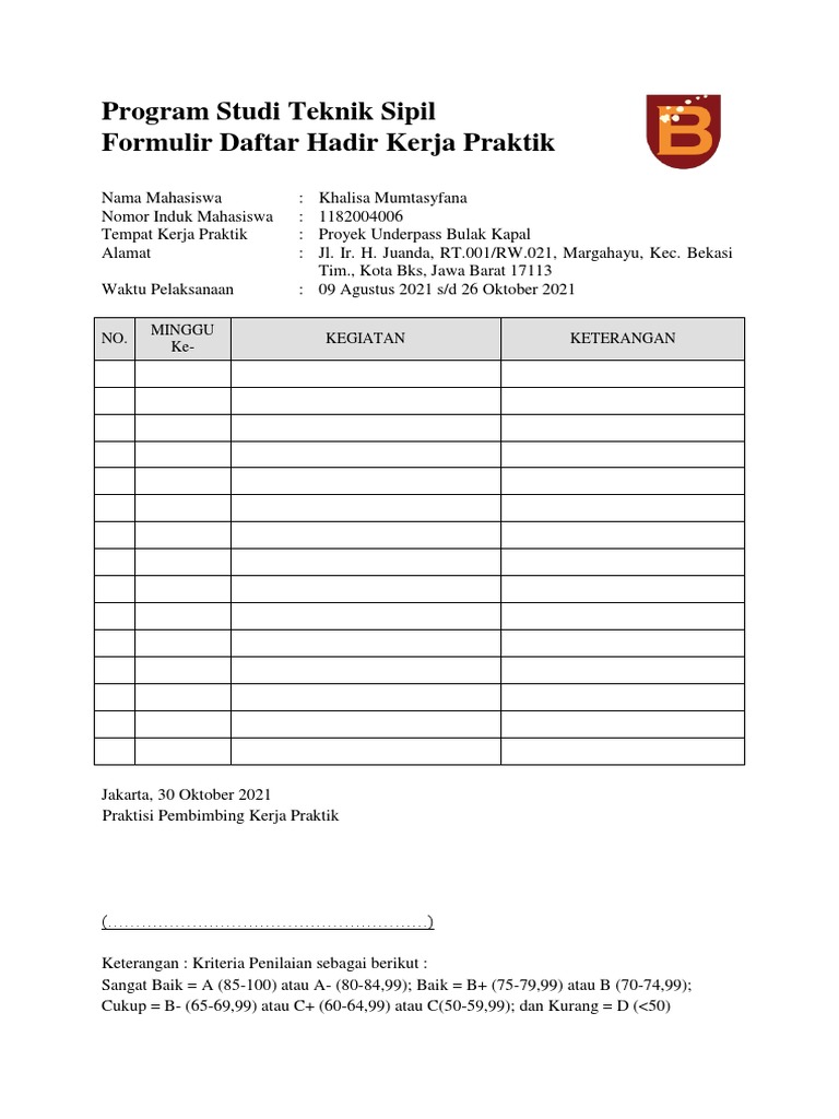 Form Penilaian KP Untuk Lampiran Laporan KP | PDF | Seni