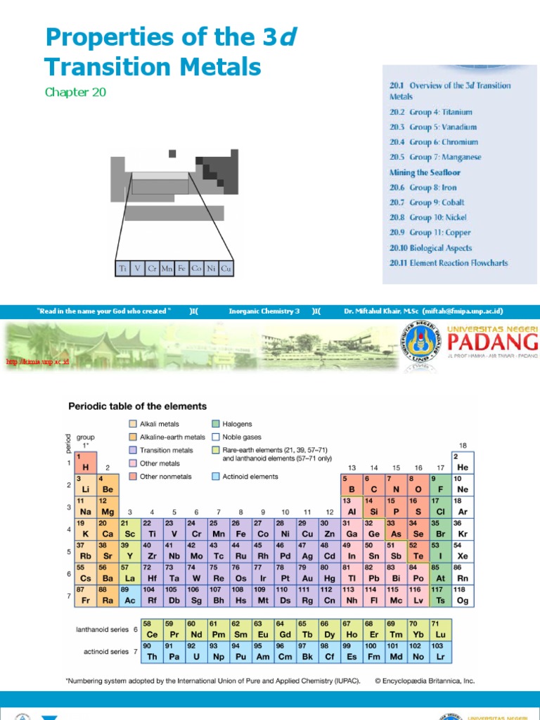 CH 20 Properties of The 3d Transition Metal | PDF | Titanium Dioxide | Iron