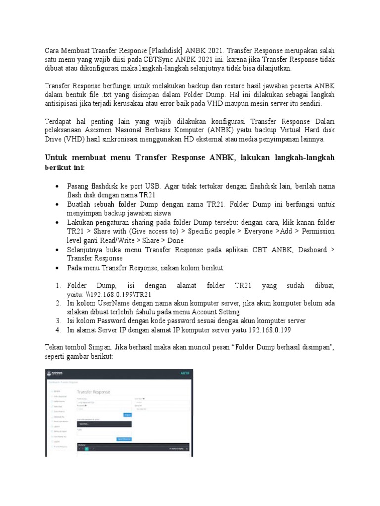 Panduan Transfer Response ANBK 2021 | PDF