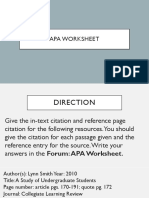 APA Worksheet