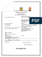 Synopsis On: Annamalai University Proforma For Approval of Project Proposal