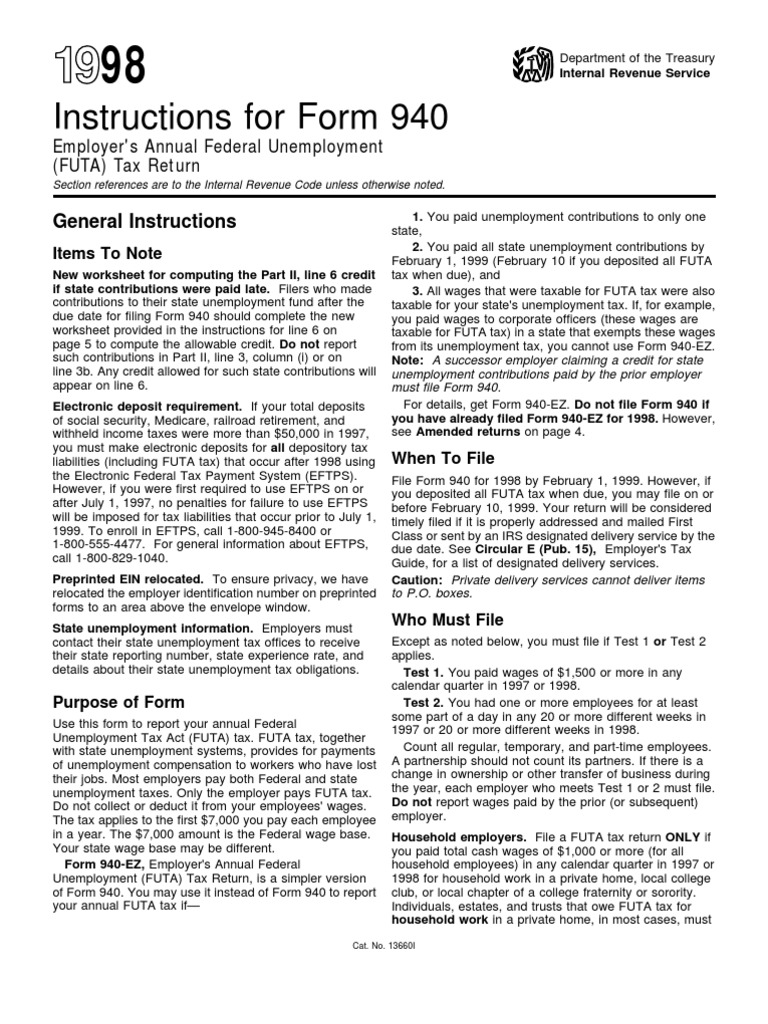 US Internal Revenue Service: I940 - 1998 | PDF | Internal Revenue ...