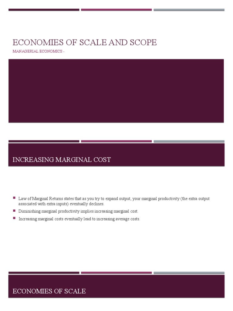 Economies of Scale and Scope PDF Average Cost Marginal Cost