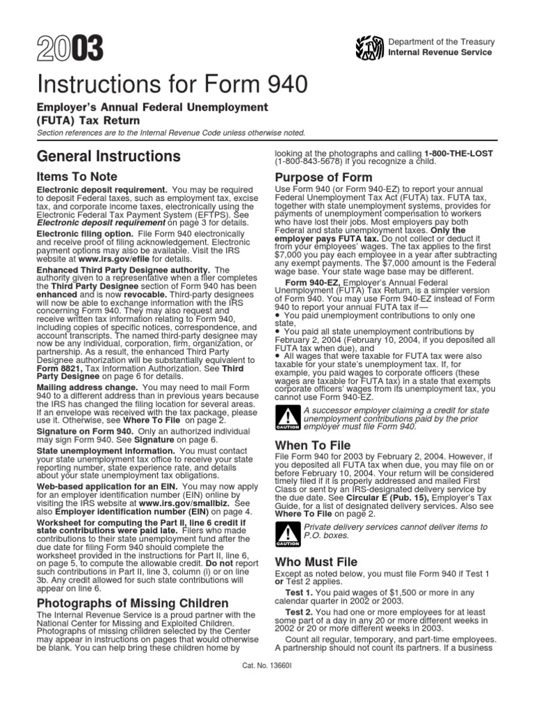 US Internal Revenue Service: I940 - 2003 | PDF | Employment | Internal ...