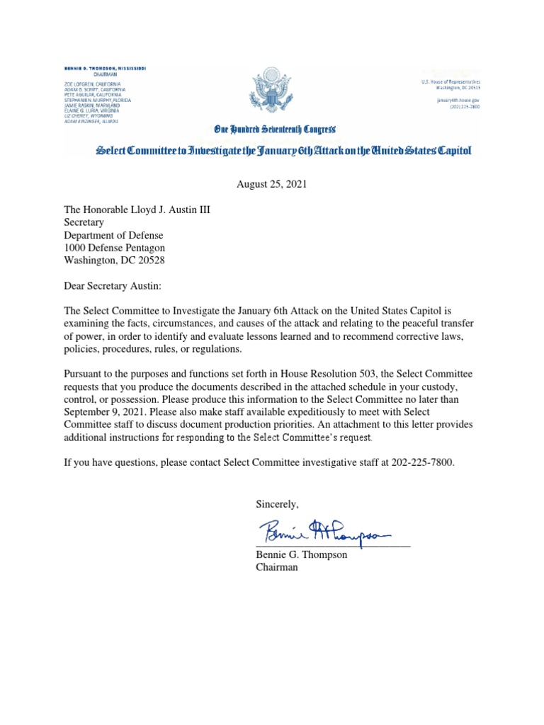 DOD Document Request on January 6 Attack | PDF | United States ...