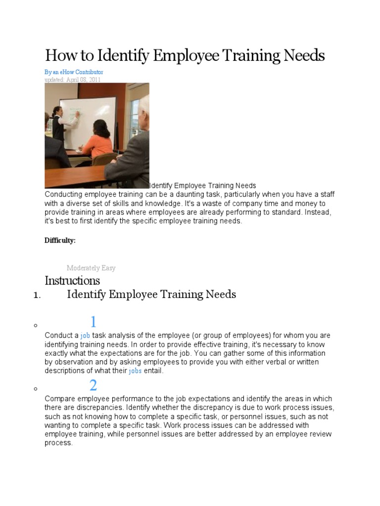 How To Identify Employee Training Needs PDF Employment Goal