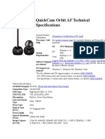 Quickcam Orbit Af Technical Specifications: (Compliance Certification (Ce) Link) Product Support Page