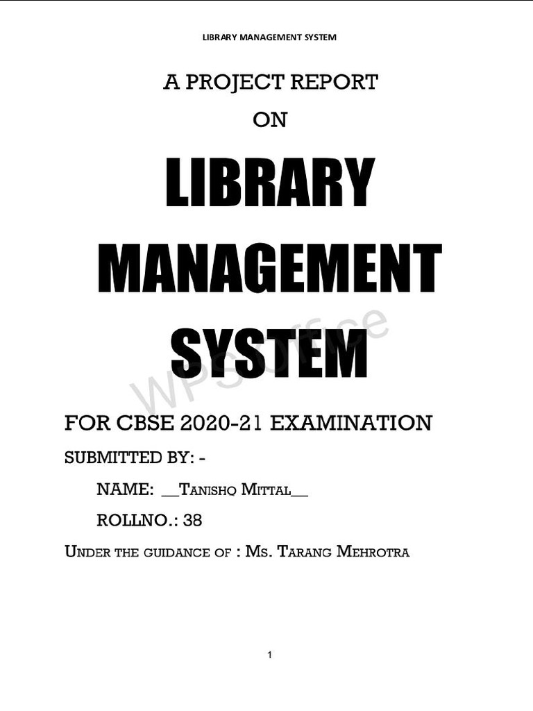 Library Management System Class 12 Computer Science | PDF