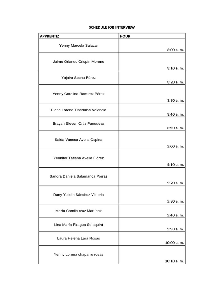Schedule Job Interview | PDF
