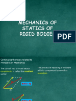 Mechanics of Statics of Rigid Bodies