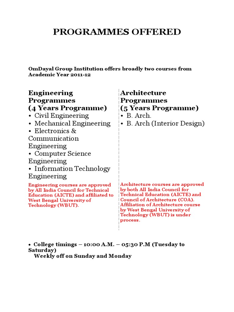 Programmes Offered | PDF