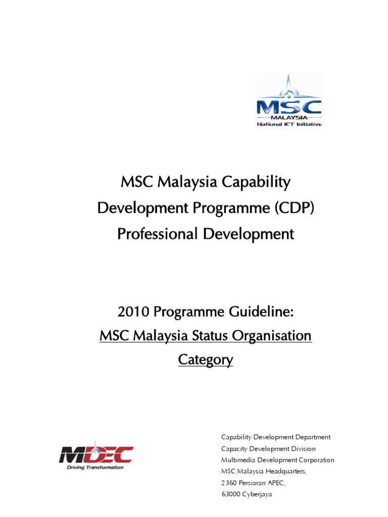 MSC Malaysia Capability Development Programme (CDP) Professional ...