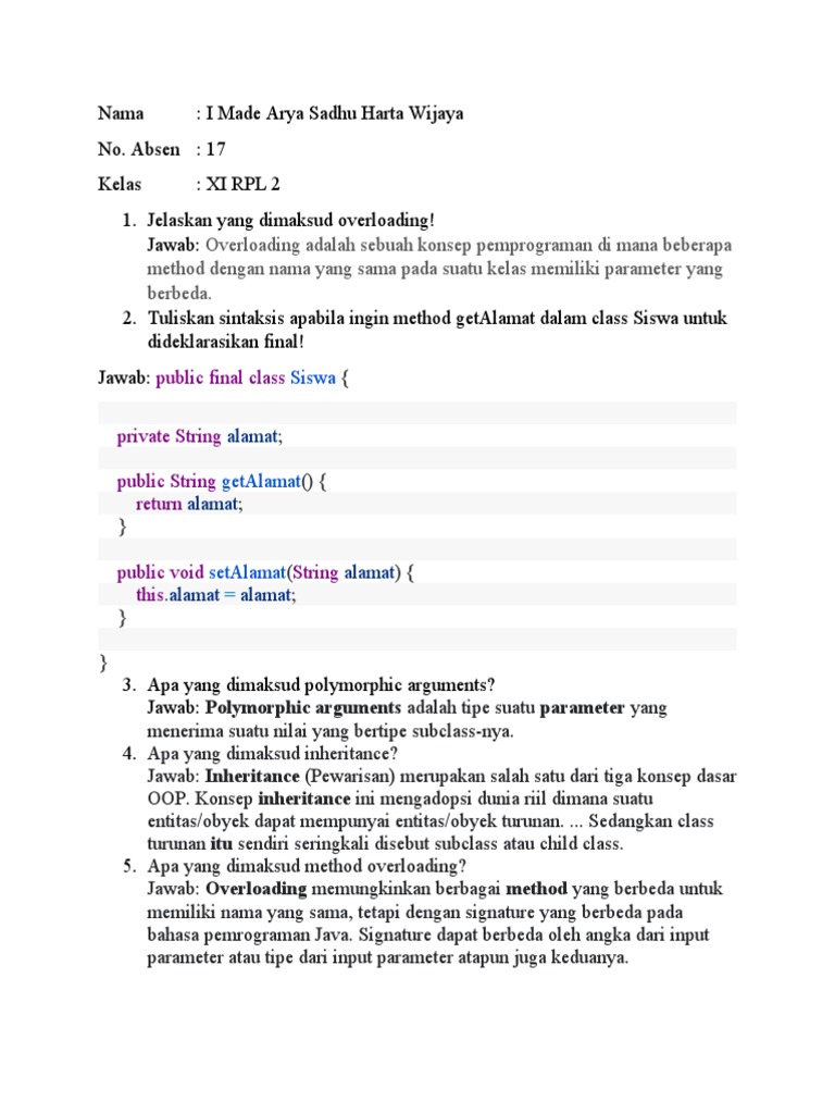 Konsep Overloading dalam Pemrograman | PDF | Seni & Disiplin Bahasa