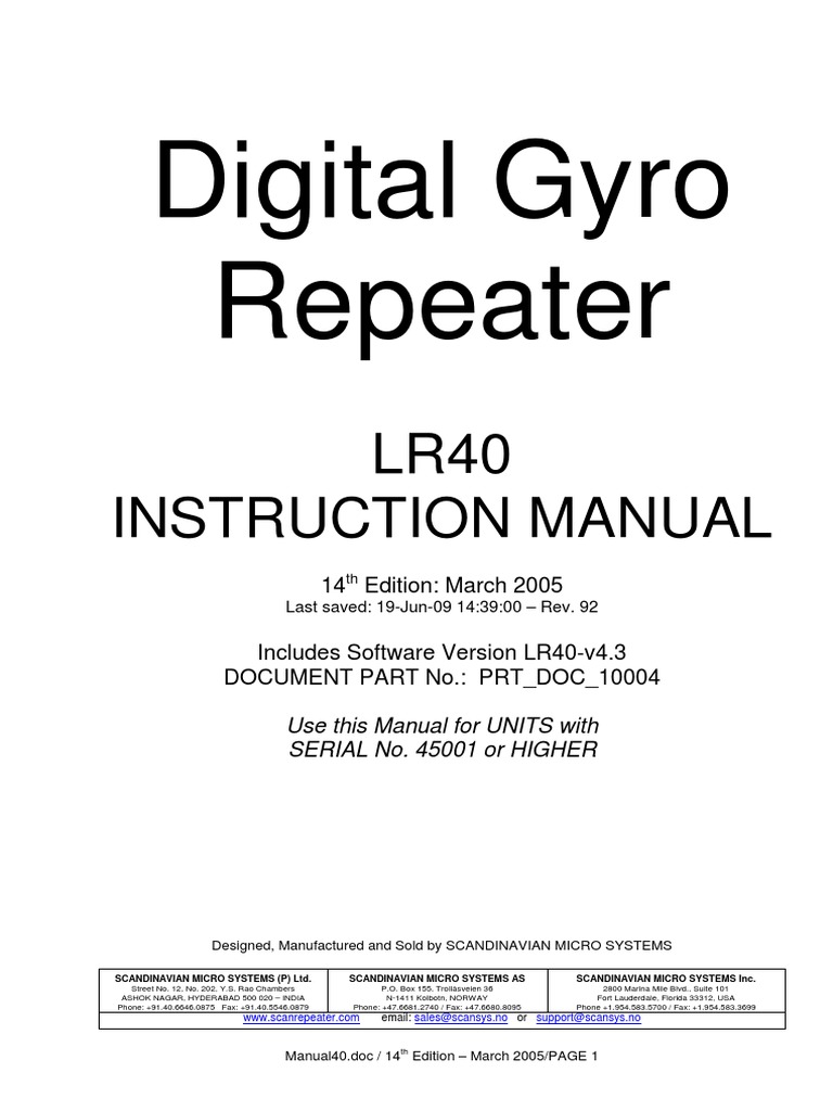 LR40 Digital Gyro Repeater Manual | PDF | Bit | Computing