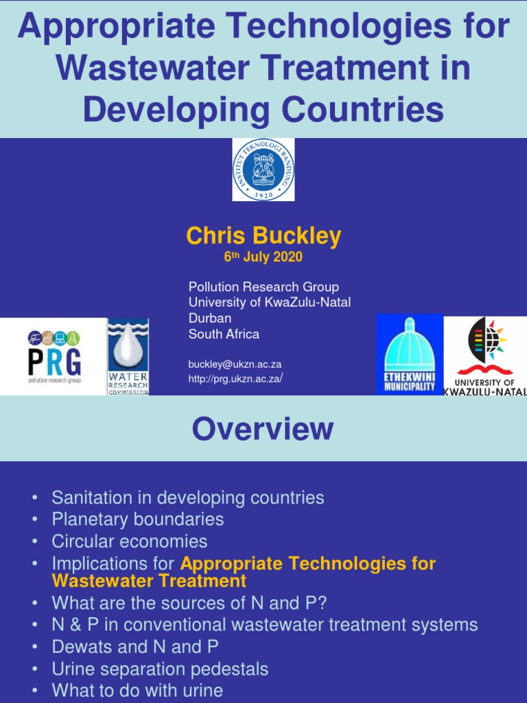 Appropriate Technologies For Wastewater Treatment in Developing