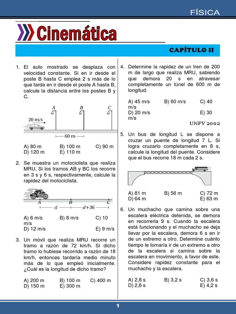 Problemas de MRU y MRUV para Estudiantes | PDF | Velocidad | Aceleración